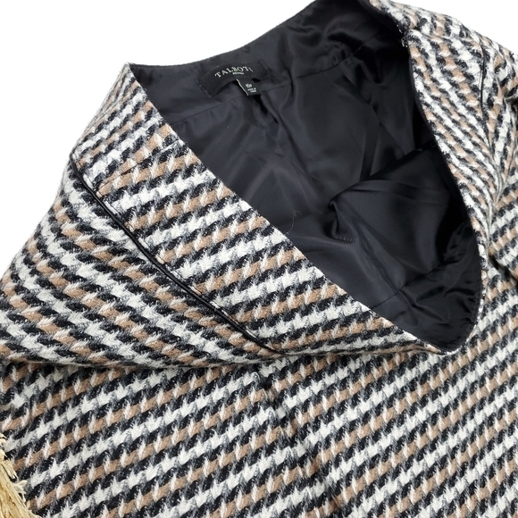 Talbots Grey Cream Black Pleated Wool Blend Skirt Sz 10p - Picture 7 of 12